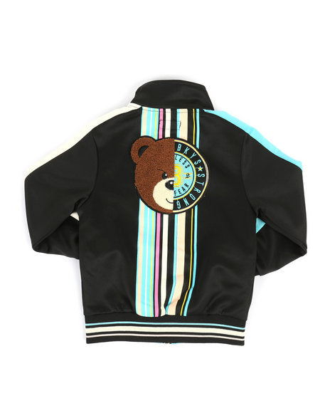 Track Jacket w- Stripes & Chenille Patch - FLY GUYZ
