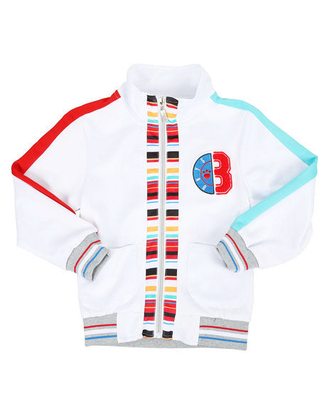 Track Jacket w- Stripes &amp; Chenille Patch - FLY GUYZ