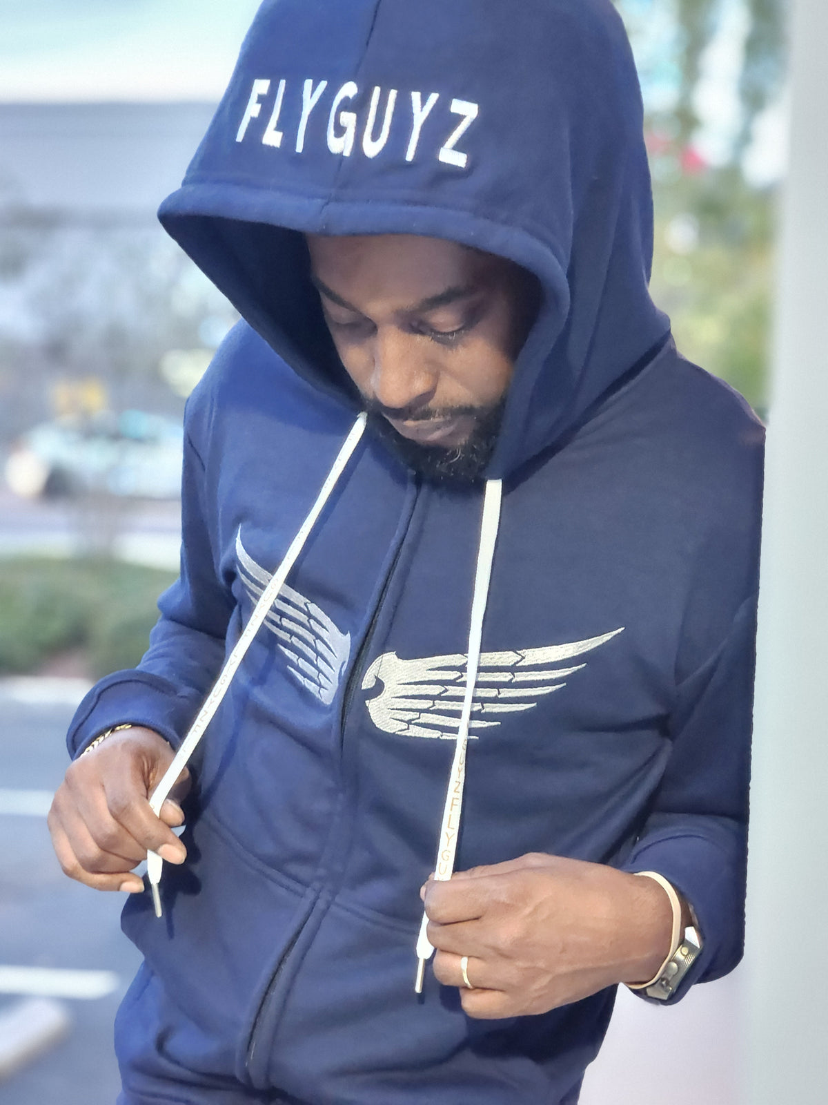 Stamped Zipped Hoodie Jacket